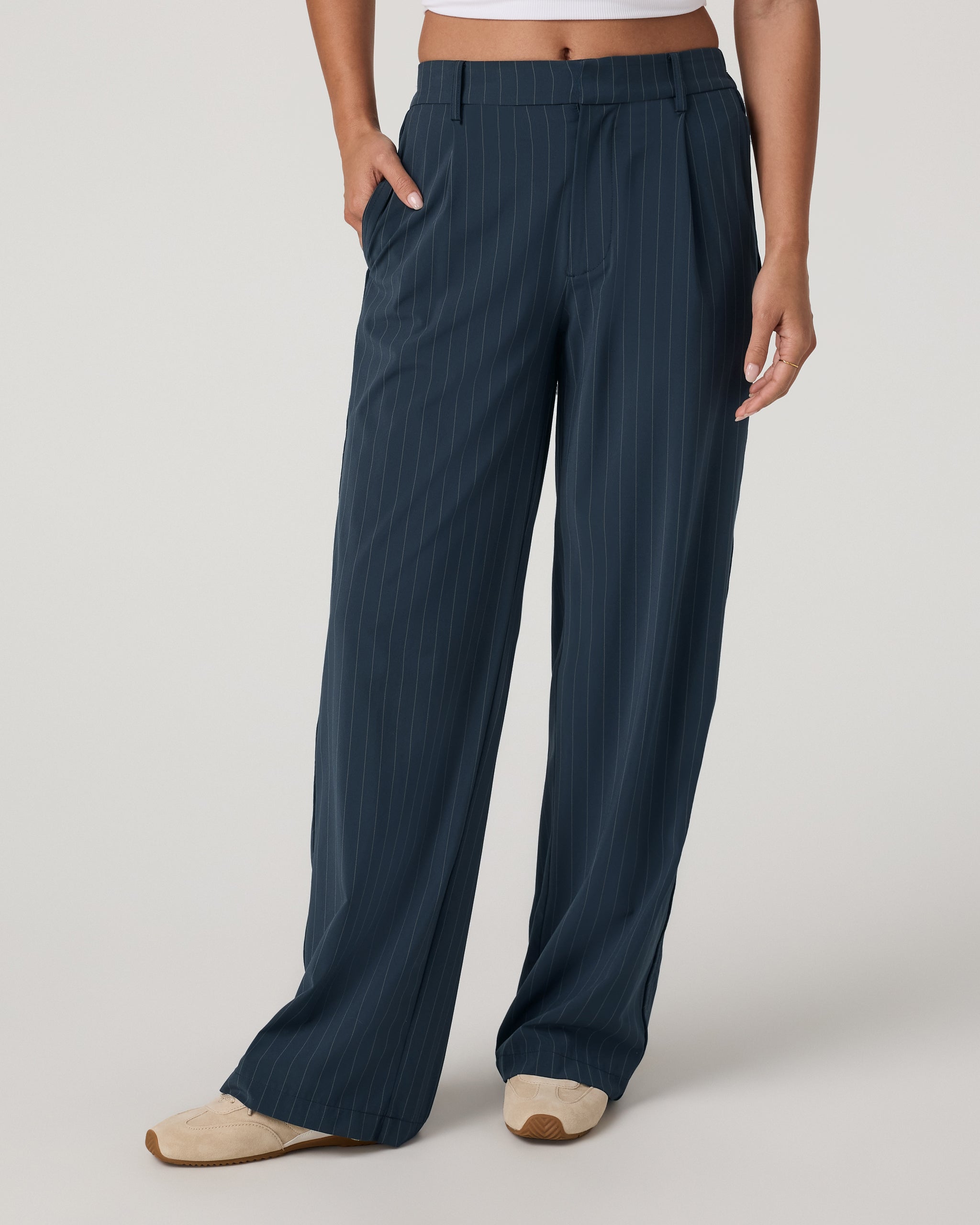 Villa Pinstripe Trouser Pant-Short | Navy Pinstripe