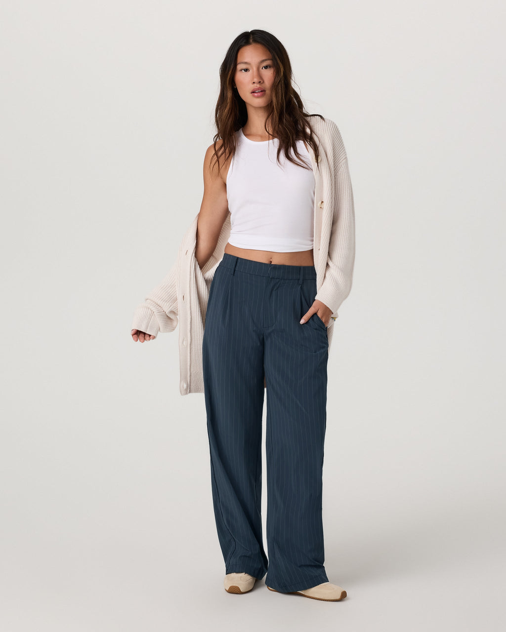 Villa Pinstripe Trouser Pant | Navy Pinstripe