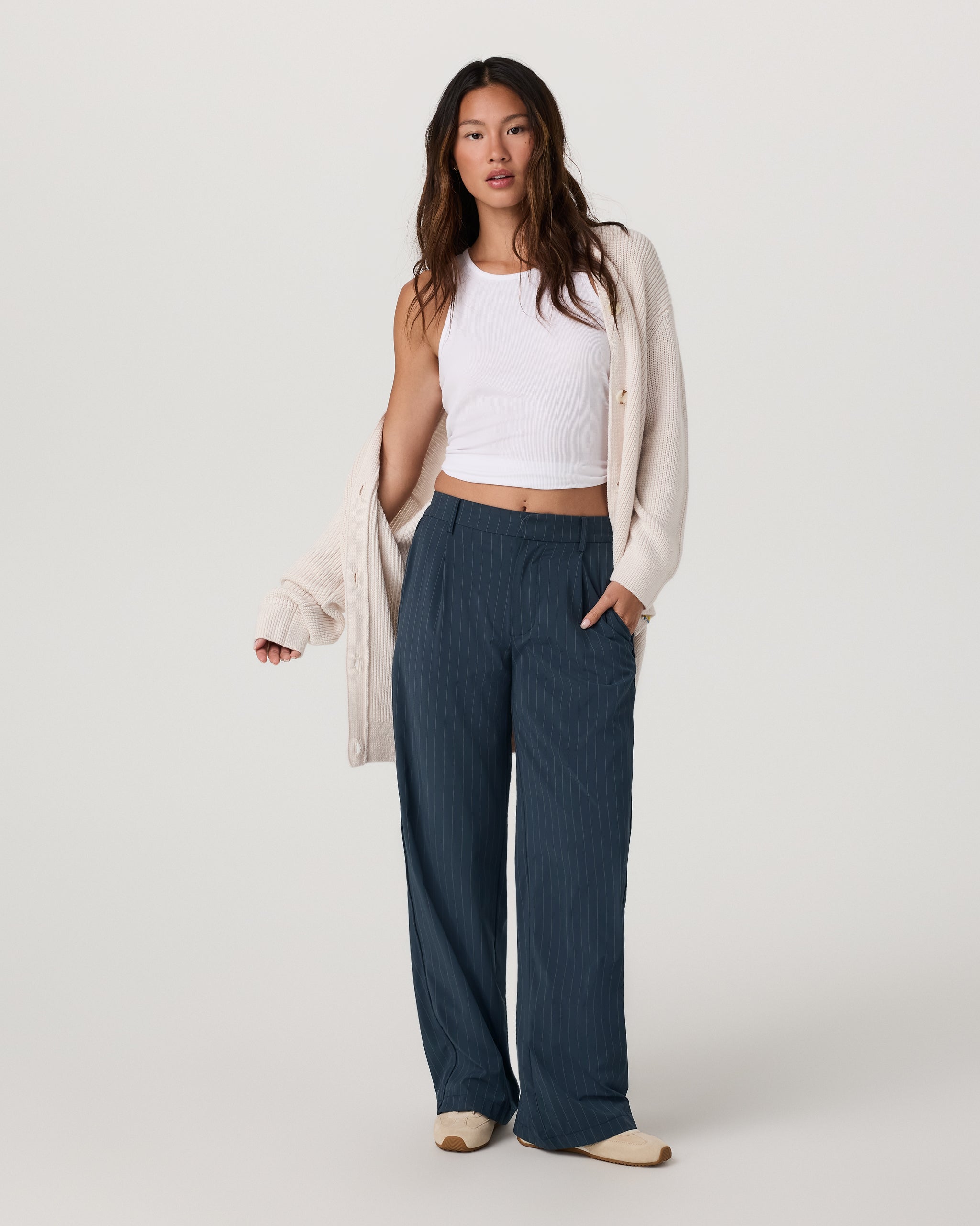 Villa Pinstripe Trouser Pant | Navy Pinstripe