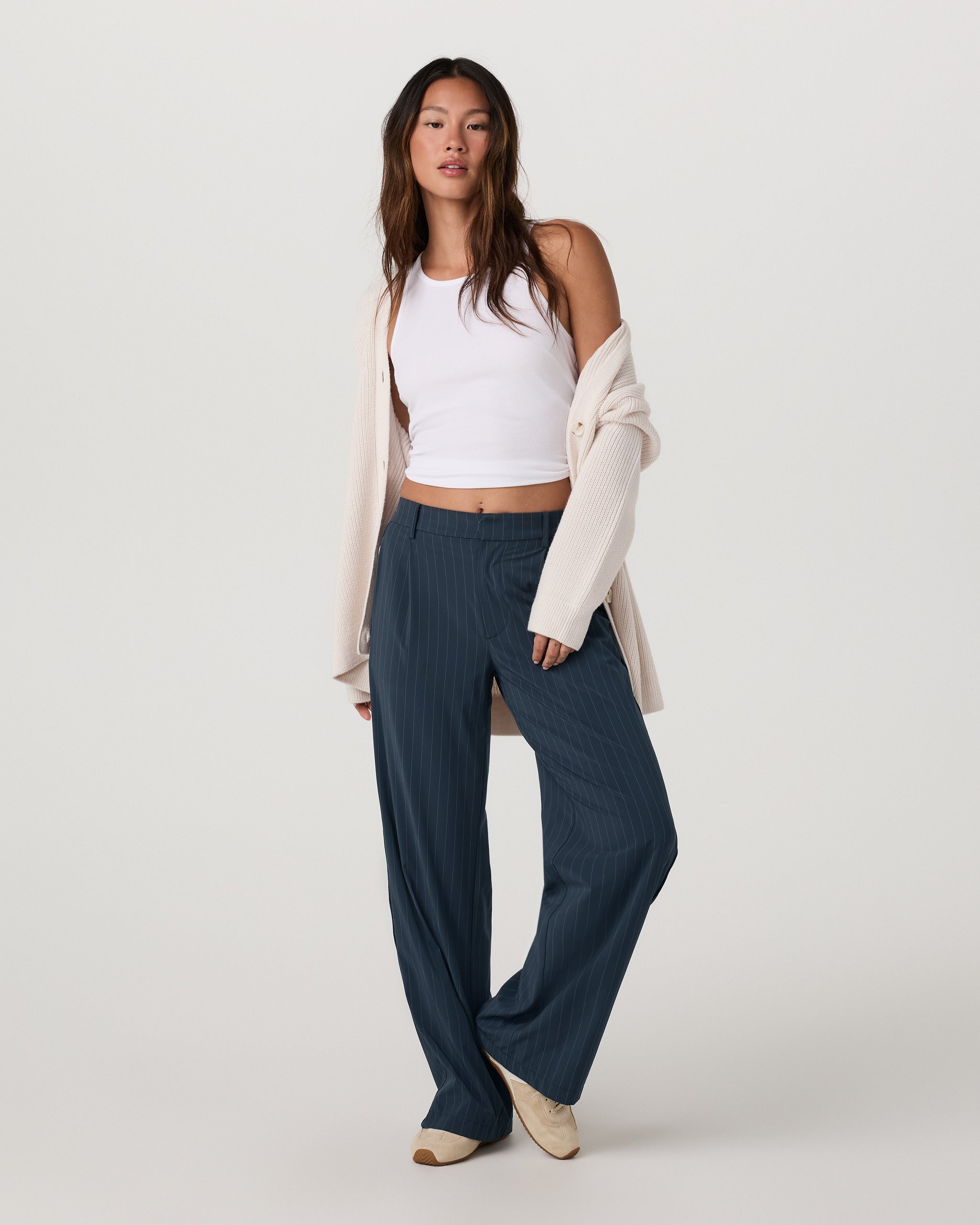 Villa Pinstripe Trouser Pant-Long | Navy Pinstripe