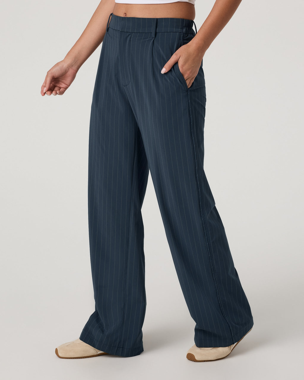 Villa Pinstripe Trouser Pant-Long | Navy Pinstripe