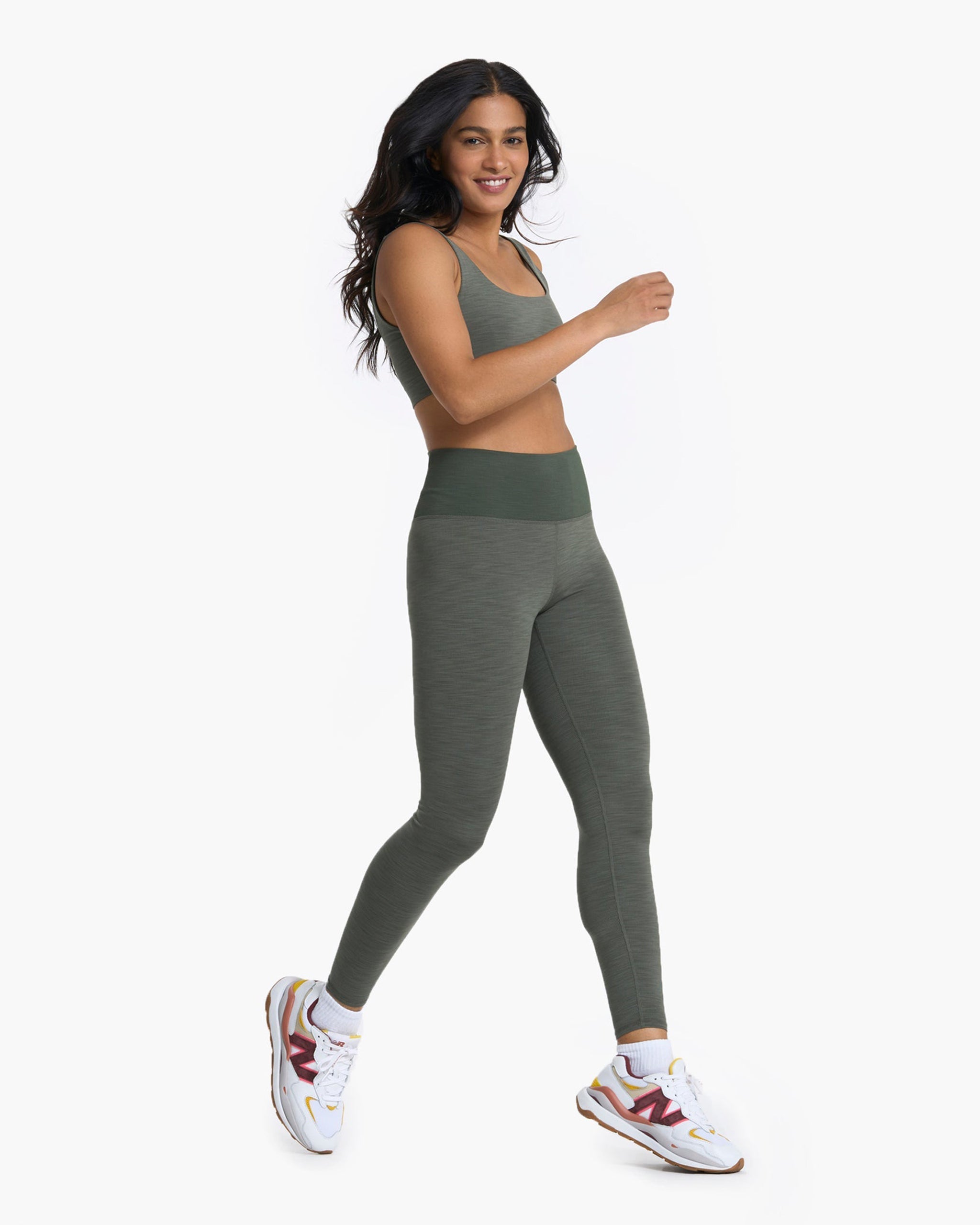 Lux Rib Studio Legging | Dusty Pine Heather