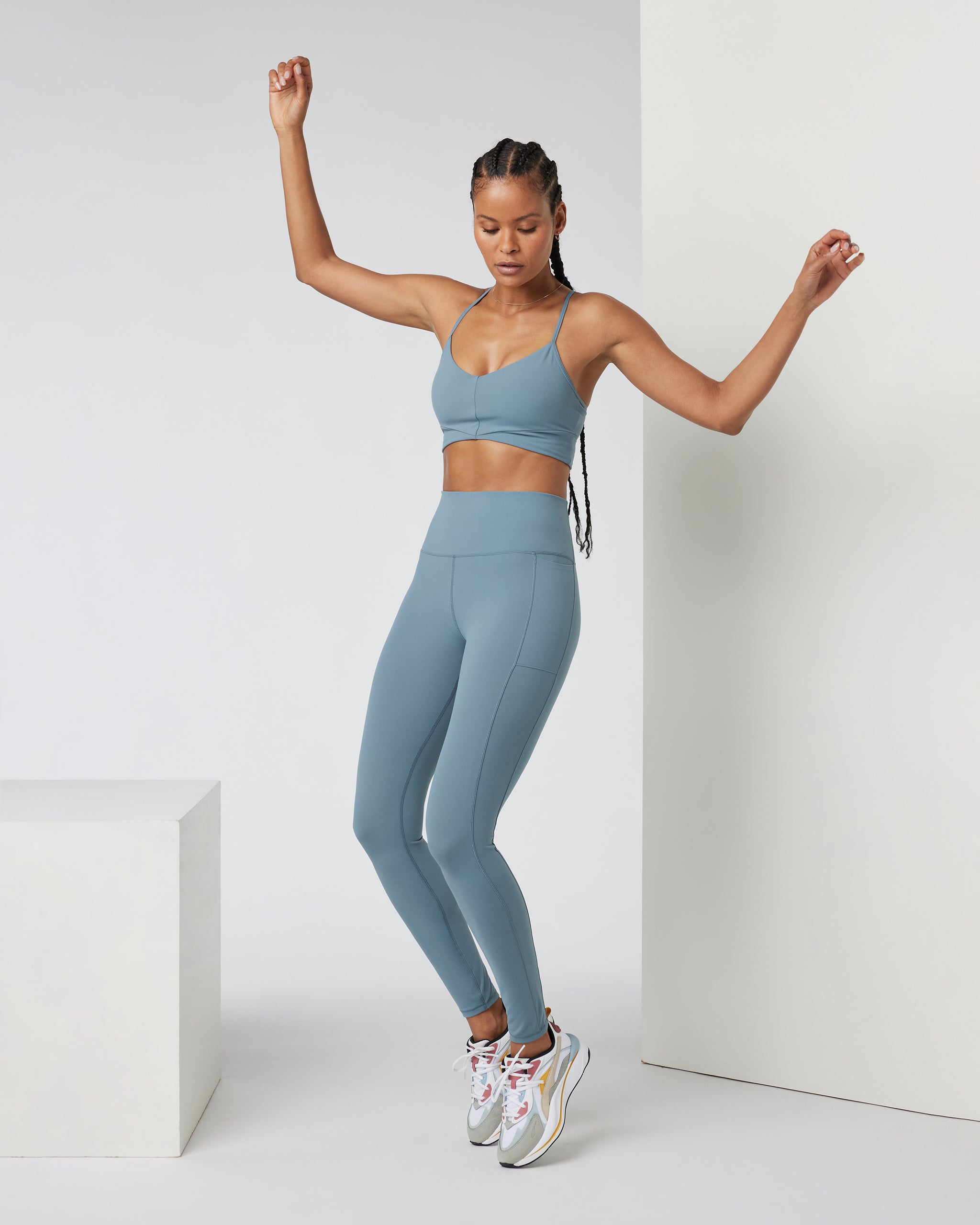 Studio Pocket Legging-Long | Smoke Blue