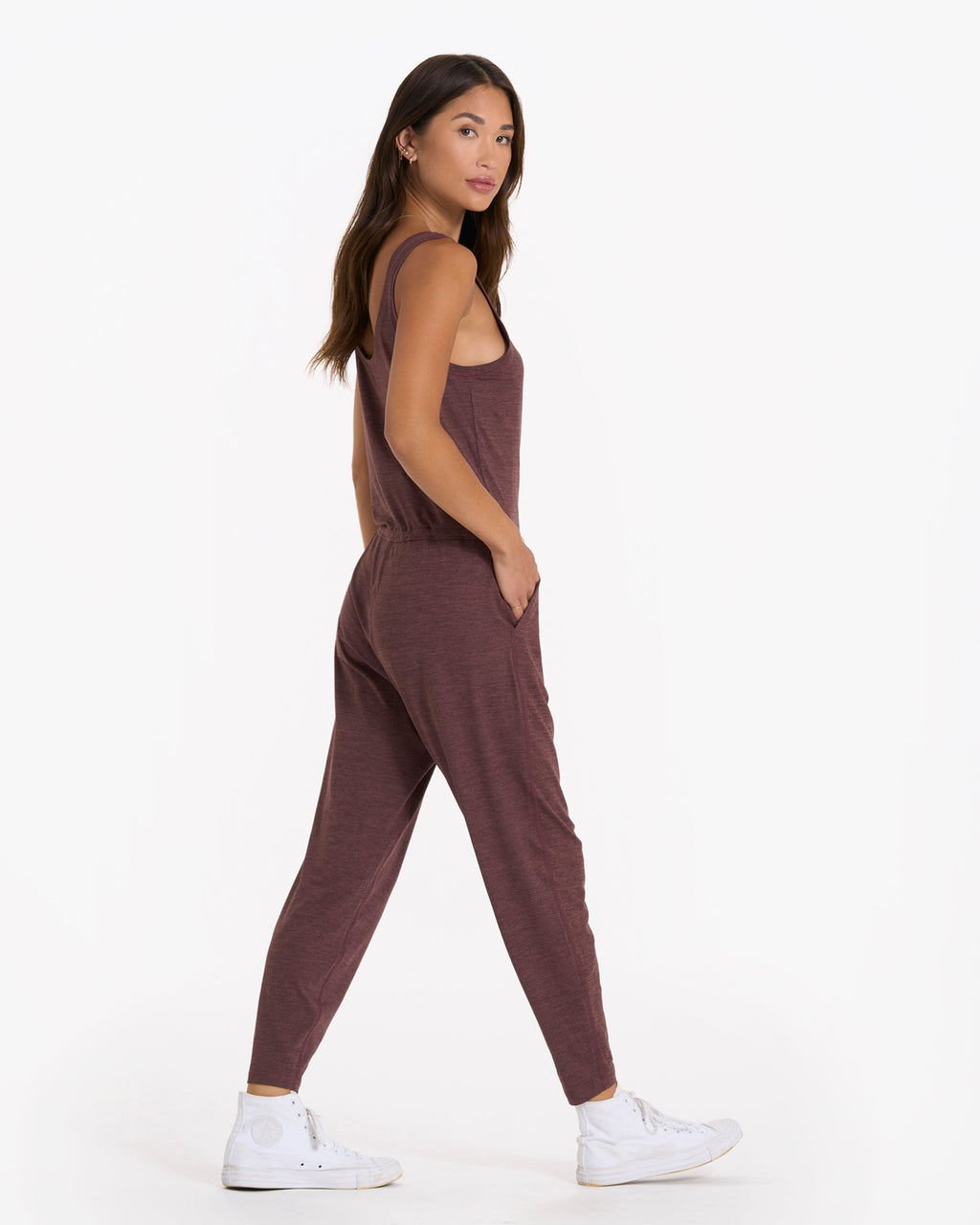 Lux At Ease Jumpsuit | Chestnut Heather
