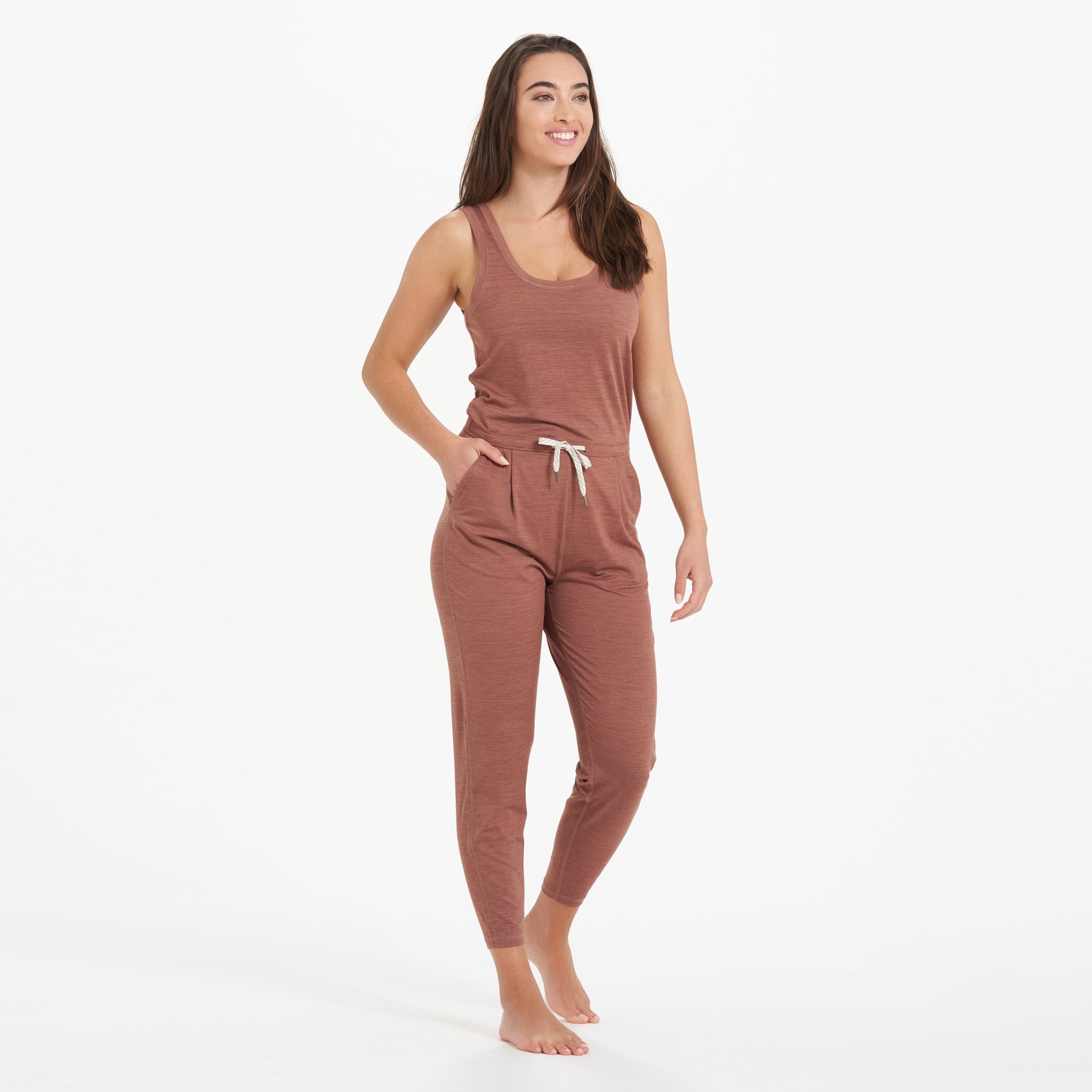 Lux At Ease Jumpsuit | Dark Terracotta Heather