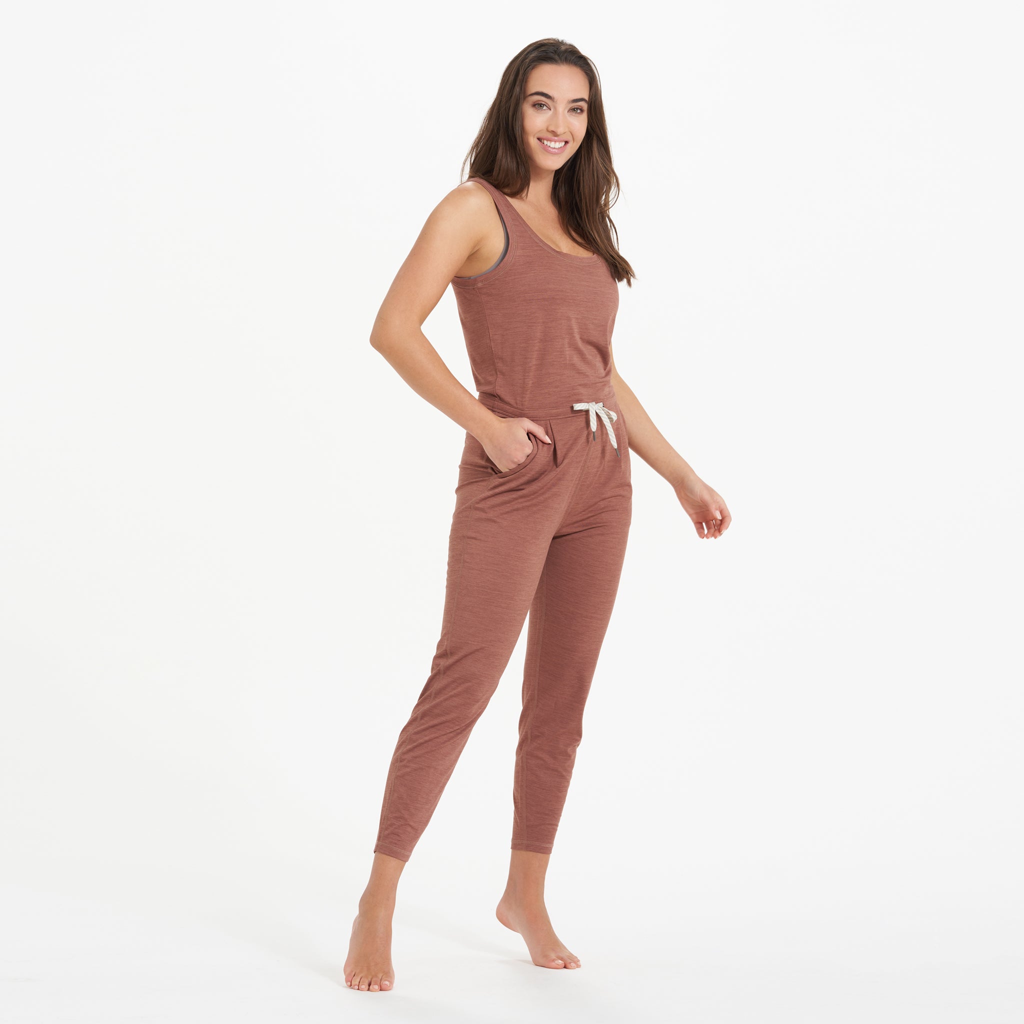 Lux At Ease Jumpsuit | Dark Terracotta Heather