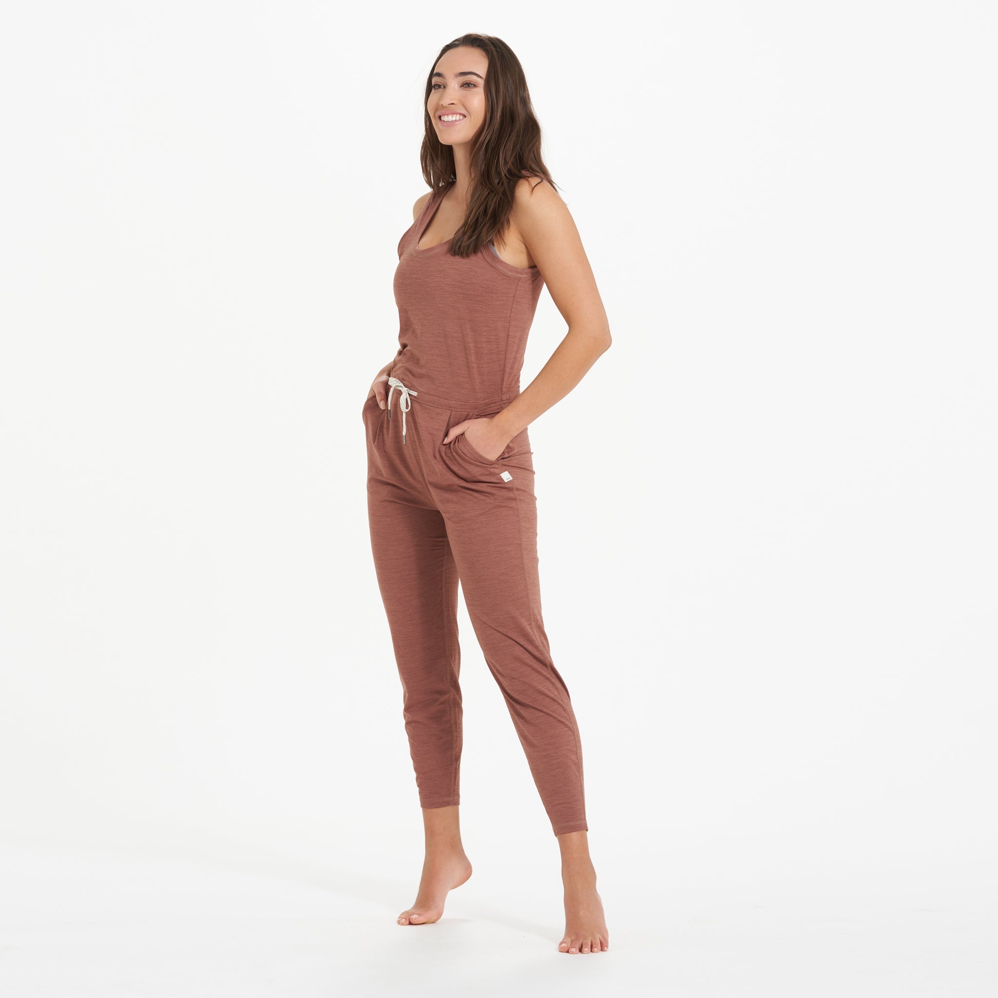 Lux At Ease Jumpsuit | Dark Terracotta Heather