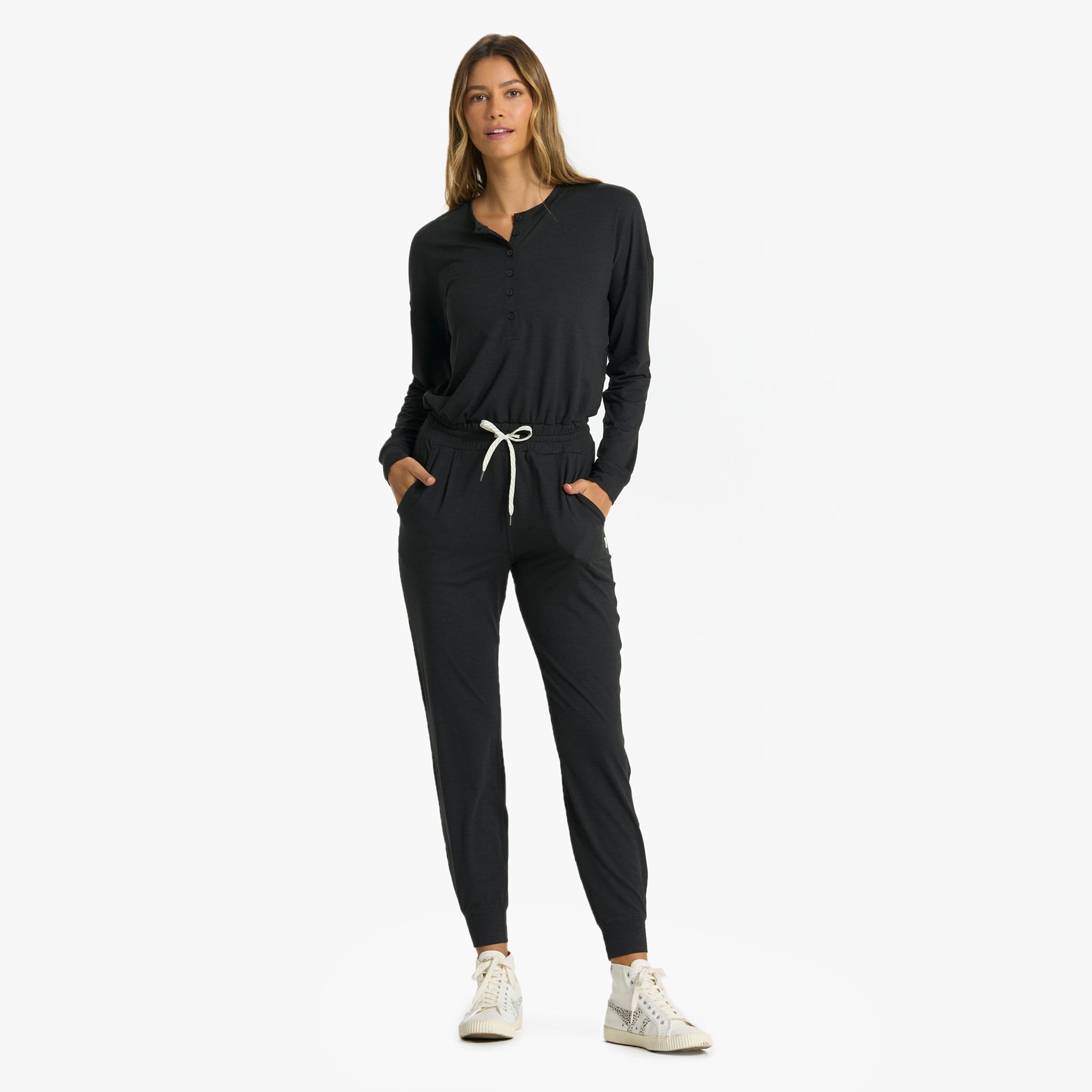 Lux Henley Jumpsuit | Black Heather