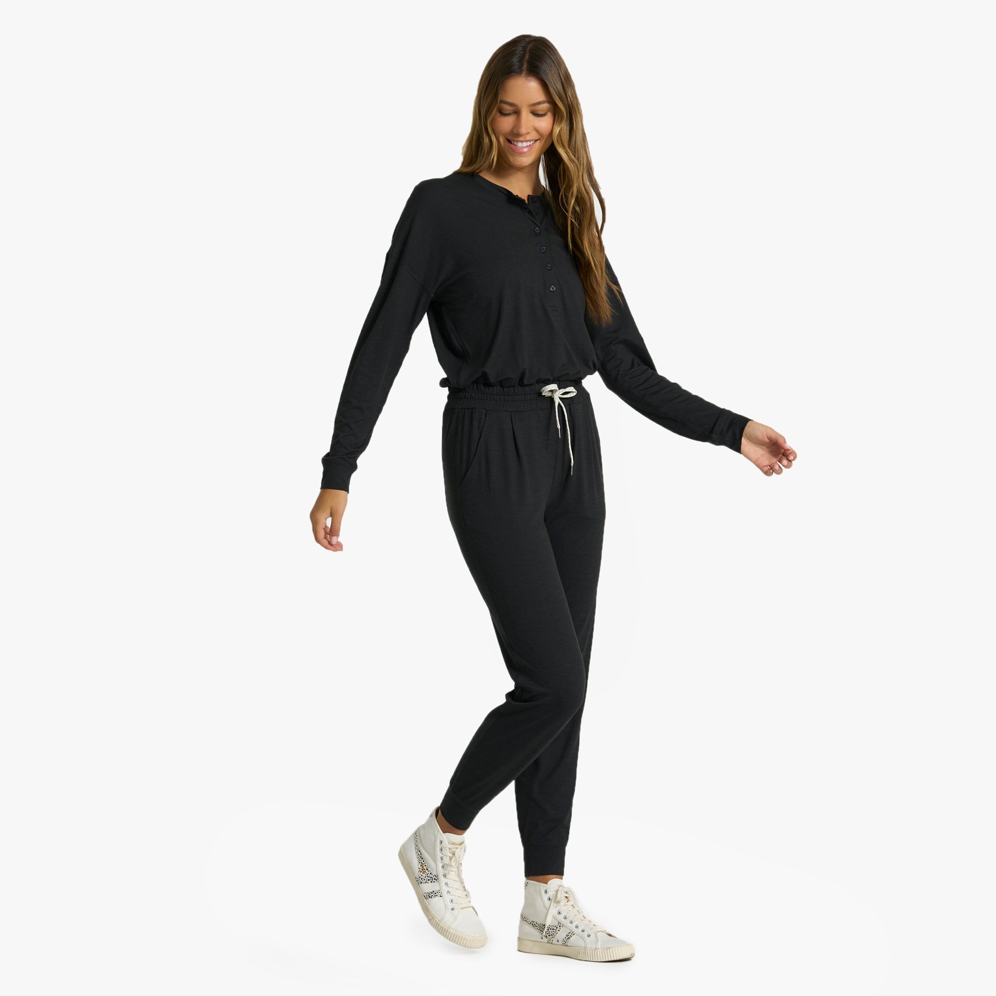 Lux Henley Jumpsuit | Black Heather