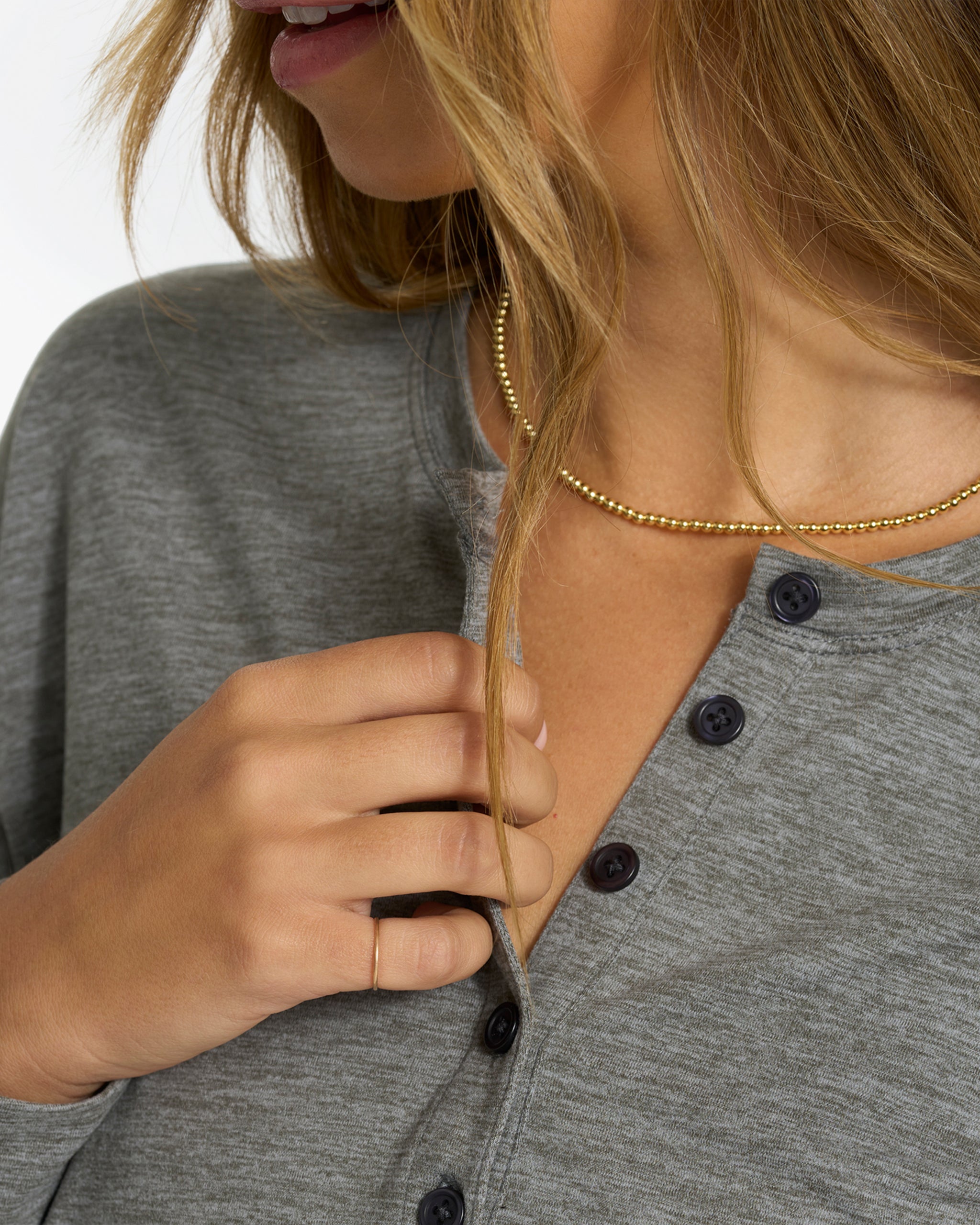 Lux Henley Jumpsuit | Heather Grey