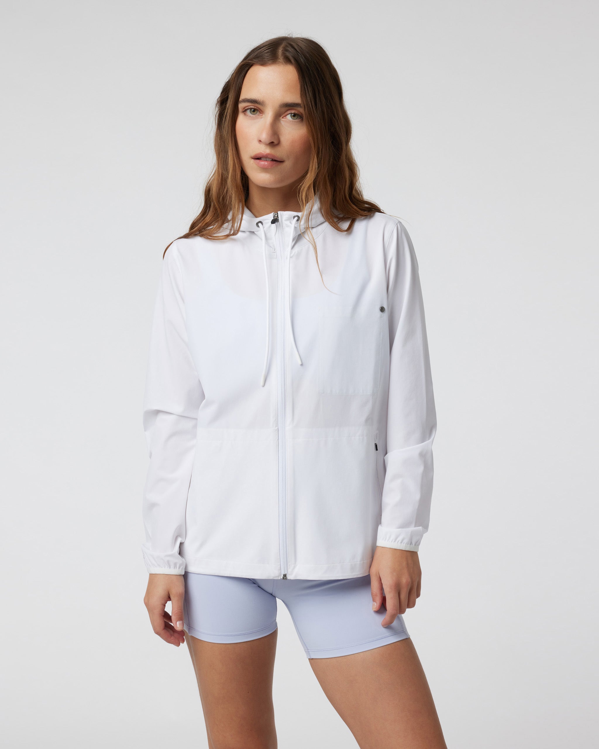 Womens Outdoor Trainer Shell | White Linen Texture