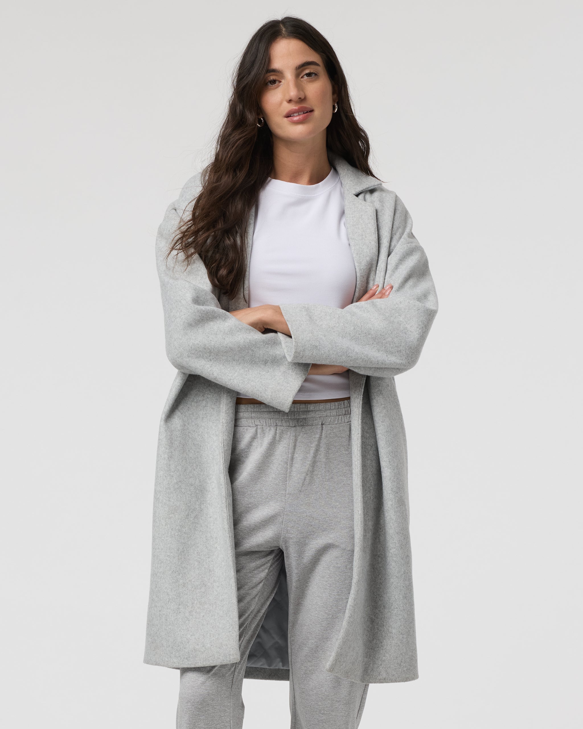 Soho Melton Trench | Light Heather Grey