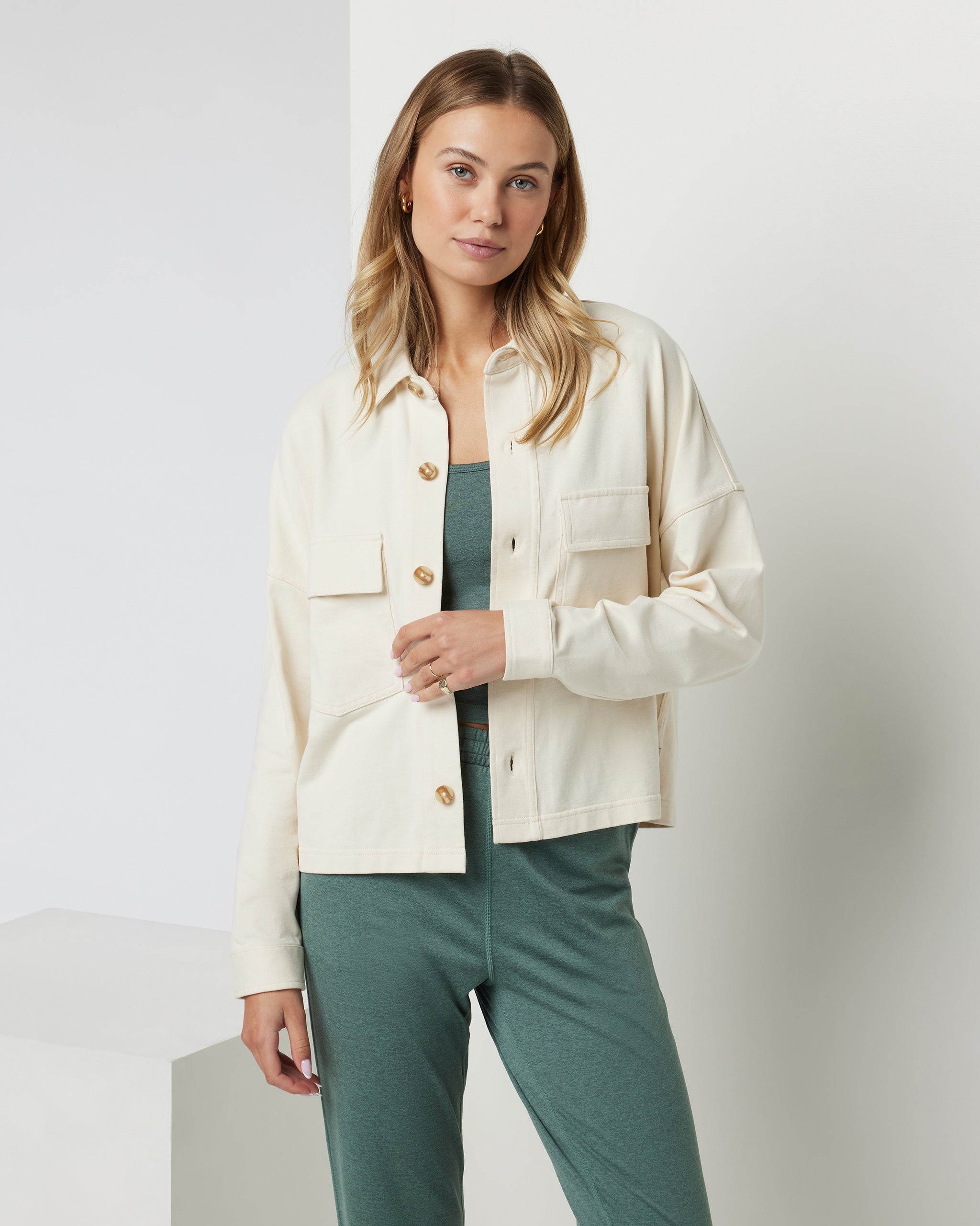 Mackenzie Cropped Shirt Jacket | Natural