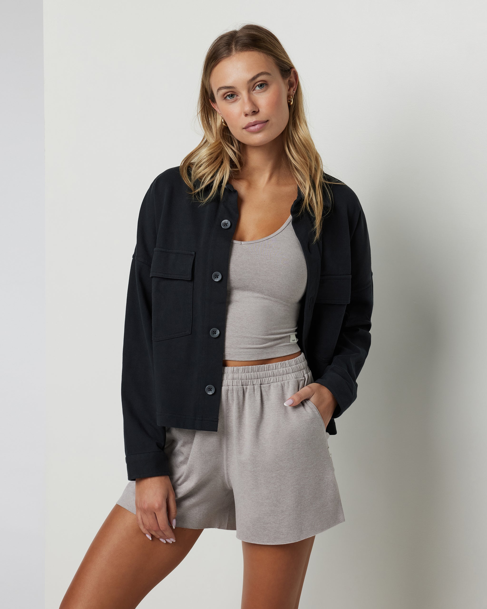 Mackenzie Cropped Shirt Jacket | Washed Black