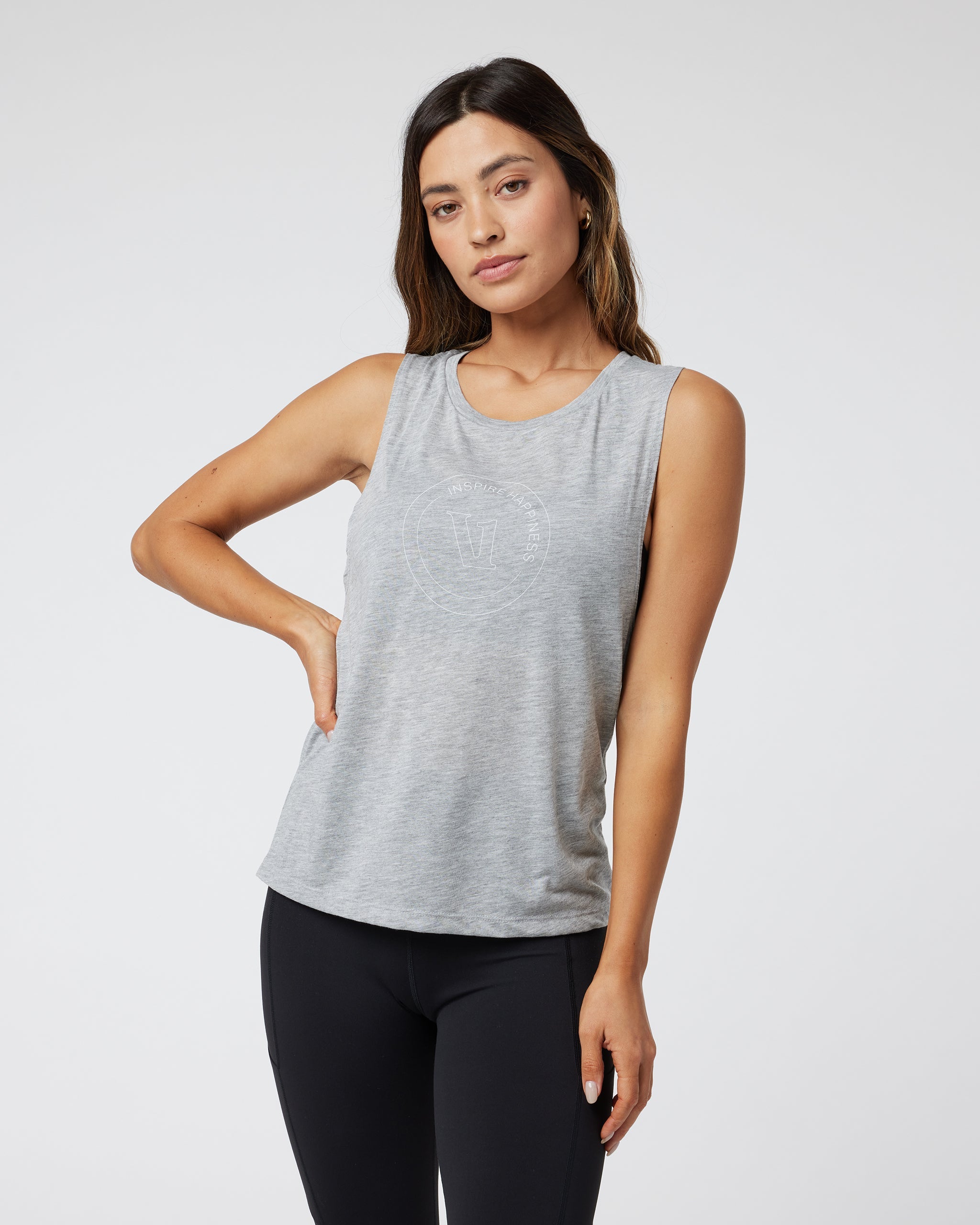 Inspire Happiness Tank | Heather Grey