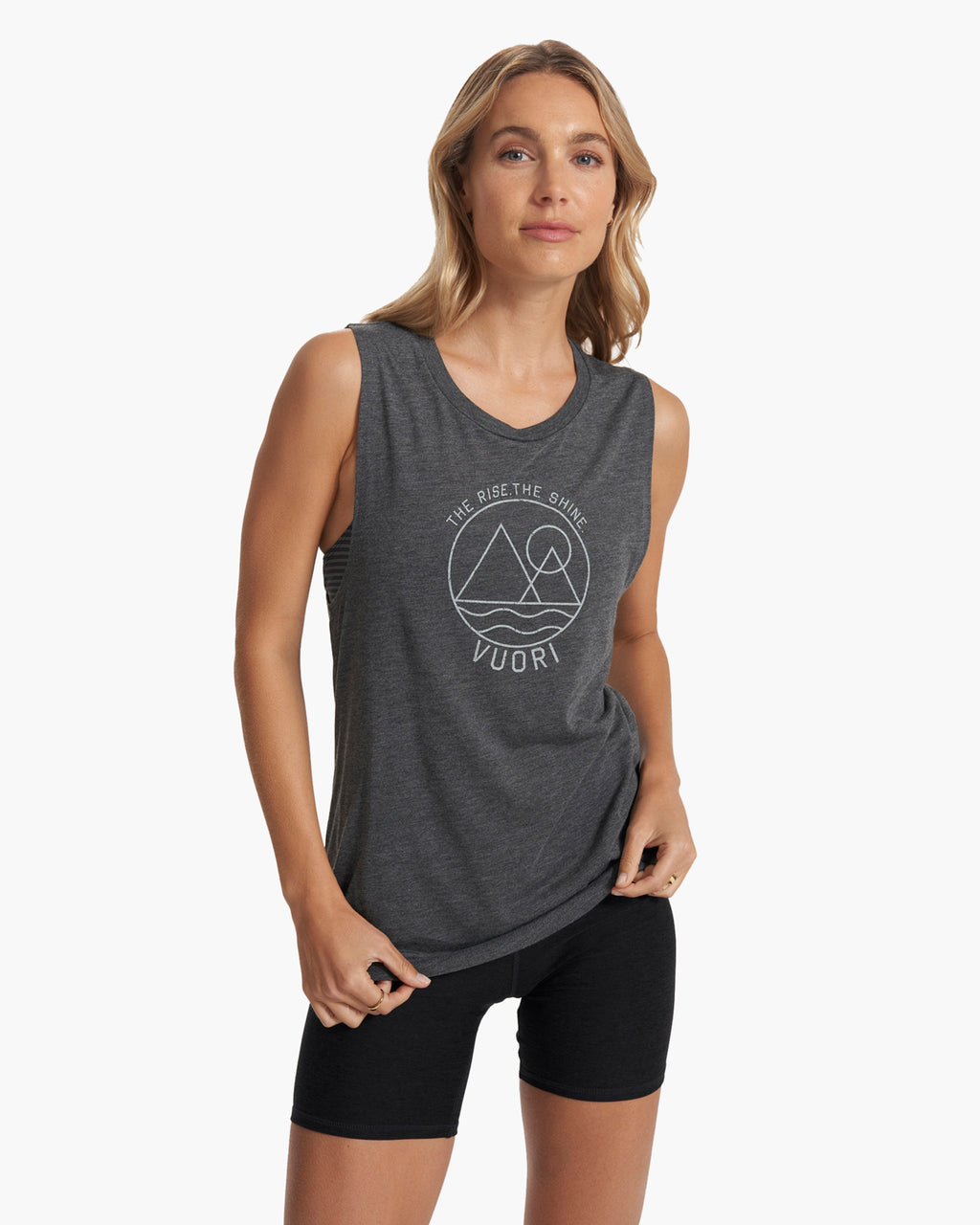 The Rise The Shine Tank | Dark Heather Grey