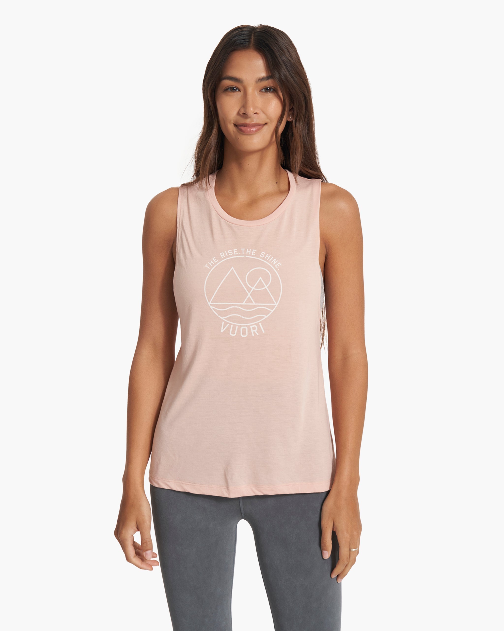 The Rise The Shine Tank | Peach Heather