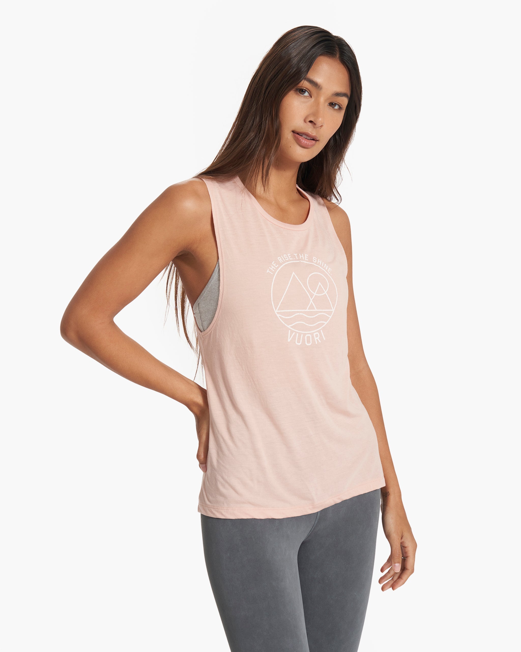 The Rise The Shine Tank | Peach Heather