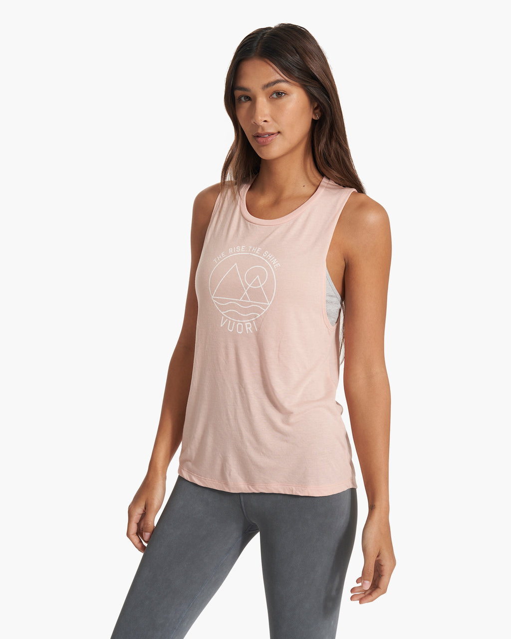 The Rise The Shine Tank | Peach Heather